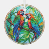 Kleurrijke papegaaien Glas in lood Glas Ornament (Voorkant)