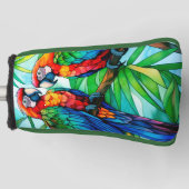 Kleurrijke papegaaien Glas in lood Golfheadcover (Voorkant)