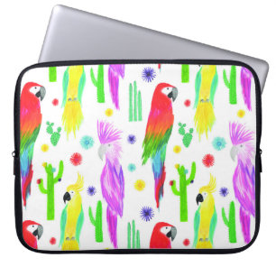 Kleurrijke papegaaien, met de hand getekend patroo laptop sleeve