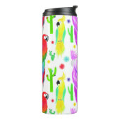 Kleurrijke papegaaien, met de hand getekend patroo thermosbeker (Gedraaid links)