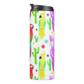 Kleurrijke papegaaien, met de hand getekend patroo thermosbeker (Geroteerd rechts)