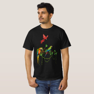 Kleurrijke papegaaien op een tak - Tropische vogel T-shirt