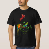 Kleurrijke papegaaien op een tak - Tropische vogel T-shirt (Voorkant)