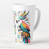 Kleurrijke papegaaien Tropische kunst Latte Mok (Rechterhoek)