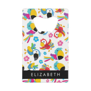 Kleurrijke papegaaien, tropische papegaaien, Jouw  Creditkaart Flessenopener