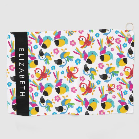Kleurrijke papegaaien, tropische papegaaien, Jouw  Golfhanddoek (Horizontaal)