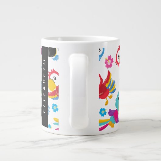 Kleurrijke papegaaien, tropische papegaaien, Jouw  Grote Koffiekop (Achterkant)