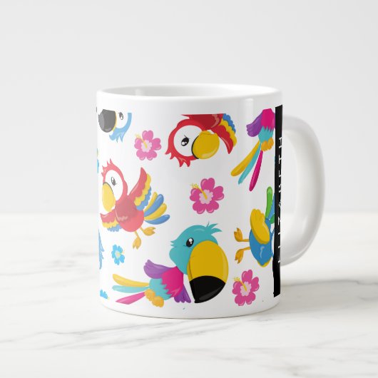 Kleurrijke papegaaien, tropische papegaaien, Jouw  Grote Koffiekop (Voorkant rechts)