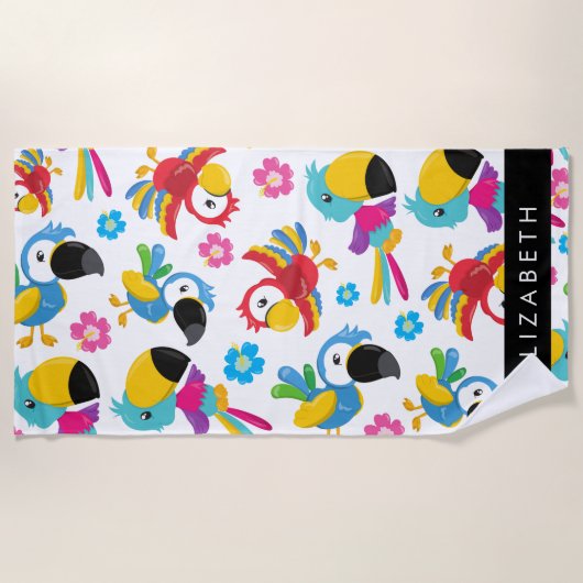 Kleurrijke papegaaien, tropische papegaaien, Jouw  Strandlaken (Voorkant)