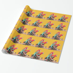 Kleurrijke papegaaien vakantie Kerstmis Cadeaupapier