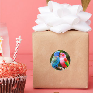 Kleurrijke Papegaaien Zitten Bij Elkaar Ronde Sticker