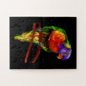 Kleurrijke papegaaiverf op vast zwart legpuzzel (Horizontaal)