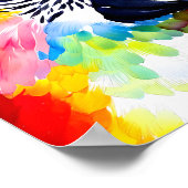 Kleurrijke papegaaivogel op een groene achtergrond poster (Hoek)