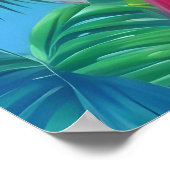 Kleurrijke papegaaivogels Tropische palmbomen Poster (Hoek)