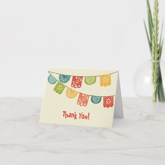 Kleurrijke Papel Picado Mexicaanse Bunting Flags Bedankkaart (Voorkant)