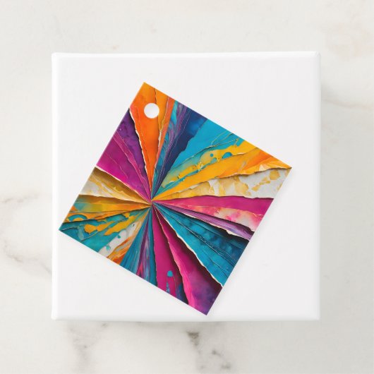 Kleurrijke Paper Collage Art Gift Labels (In situ)