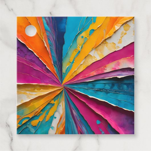 Kleurrijke Paper Collage Art Gift Labels (Voorkant)