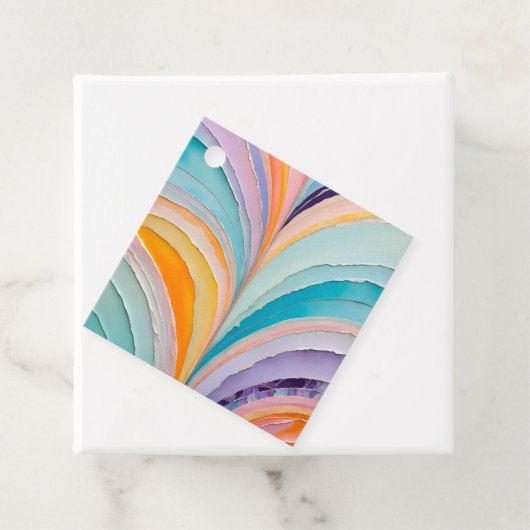 Kleurrijke Paper Collage Art Gift Labels (In situ)