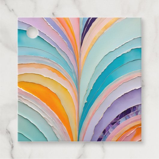 Kleurrijke Paper Collage Art Gift Labels (Voorkant)