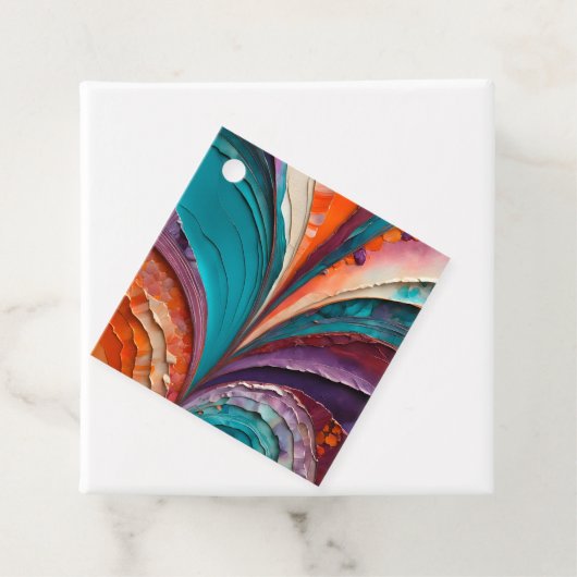 Kleurrijke Paper Collage Art Gift Labels (In situ)