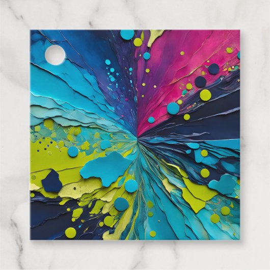 Kleurrijke Paper Collage Art Gift Labels (Voorkant)