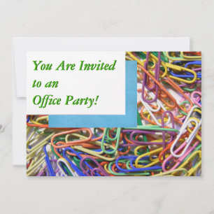 Kleurrijke Paperclips Kantoor Party Invitation Kaart