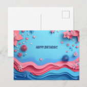 Kleurrijke Papercut vuurwerk verjaardag Briefkaart (Voorkant / Achterkant)