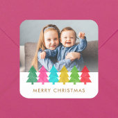 Kleurrijke Papier Bomen Kerst Foto Sticker