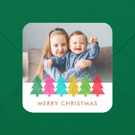 Kleurrijke Papier Bomen Kerst Foto Sticker