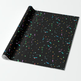 Kleurrijke Papier Confetti op Zwart | Inpakpapier
