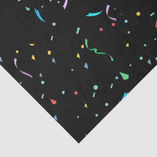 Kleurrijke Papier Confetti op Zwart | Weefselpapie (Detail)