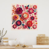 Kleurrijke papieren bloemen poster (Keuken)