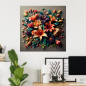 Kleurrijke papieren bloemen poster (Thuiskantoor)