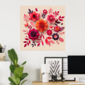 Kleurrijke papieren bloemen poster (Thuiskantoor)