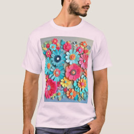 Kleurrijke papieren bloemsierkunst t-shirt