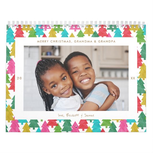 Kleurrijke papieren bomen Kerstmis Foto Kalender (Hoes)