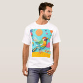 Kleurrijke Papieren Collage Vogel T-shirt (Voorkant volledig)