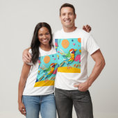 Kleurrijke Papieren Collage Vogel T-shirt (Unisex)