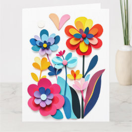 Kleurrijke papieren gesneden bloemen vrolijke bota kaart