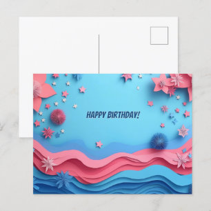 Kleurrijke Papieren Knip Uitgebrande Verjaardag Briefkaart