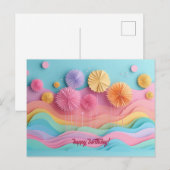 Kleurrijke papieren knip vuurwerk verjaardag briefkaart (Voorkant / Achterkant)