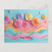 Kleurrijke papieren knip vuurwerk verjaardag briefkaart (Voorkant)