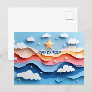 Kleurrijke Papieren Knip Vuurwerk Verjaardag Briefkaart