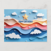 Kleurrijke papieren knip vuurwerk verjaardag briefkaart (Voorkant)