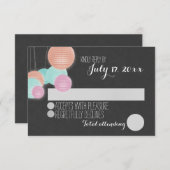 Kleurrijke papieren lantaarns bruiloft reactie RSVP kaartje (Voorkant / Achterkant)