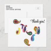 Kleurrijke Papieren Quilled Paisleys Bedankkaart Briefkaart (Voorkant / Achterkant)