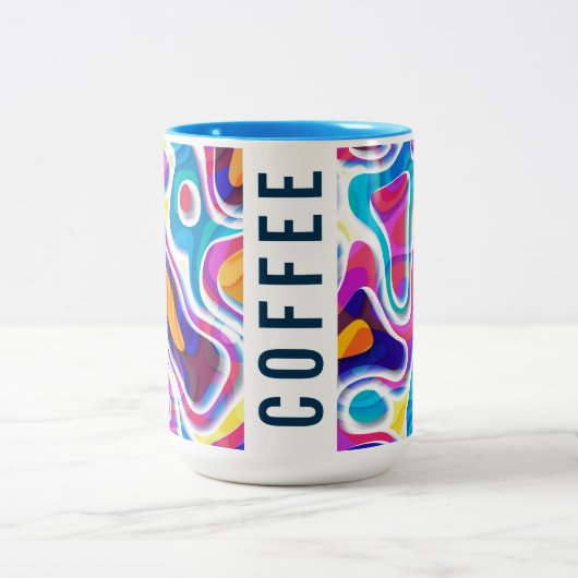 Kleurrijke papieruitsnijding abstract patroon tweekleurige koffiemok (Center)