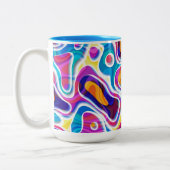 Kleurrijke papieruitsnijding abstract patroon tweekleurige koffiemok (Links)