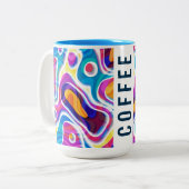 Kleurrijke papieruitsnijding abstract patroon tweekleurige koffiemok (Voorkant links)