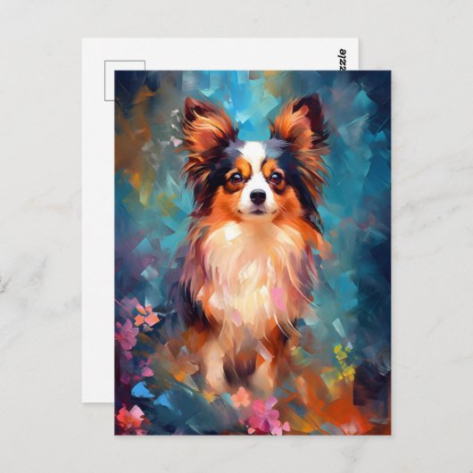Kleurrijke Papillon hond Briefkaart (Voorkant / Achterkant)